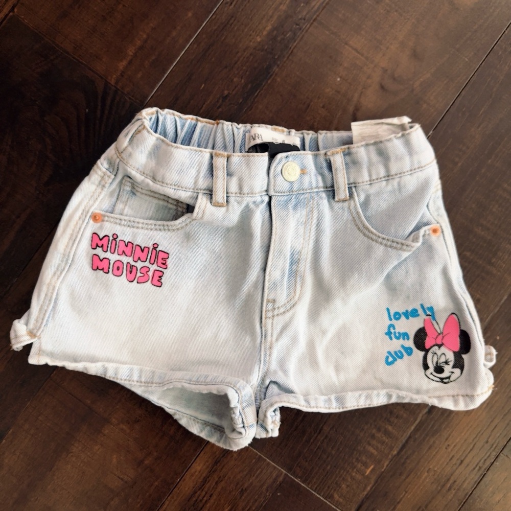 Zara Blue Denim Shorts Distressed High-Waisted